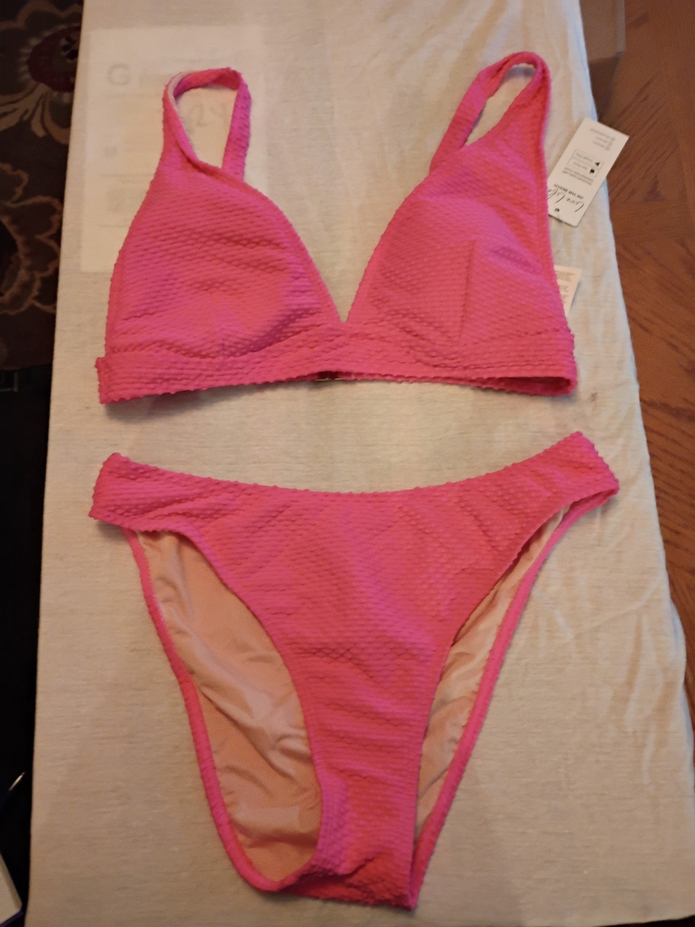 M - Cupshe Pink Textured Bikini Set
